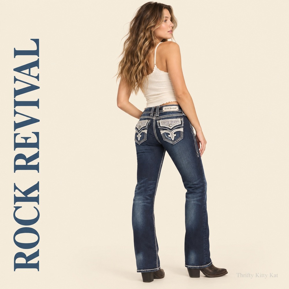 Rock Revival Molly Easy Straight Jeans Buckle Exclusive Rhinestone Dark Wash 27
